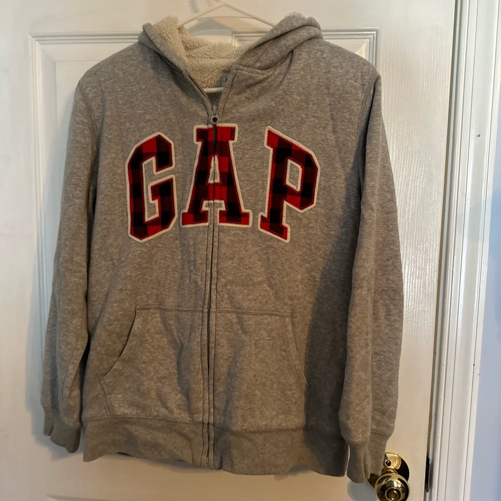 GAP Kids Gray and Red Hoodie Jacket